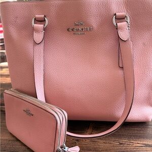 Coach Blush Pink Leather Tote and Wallet
